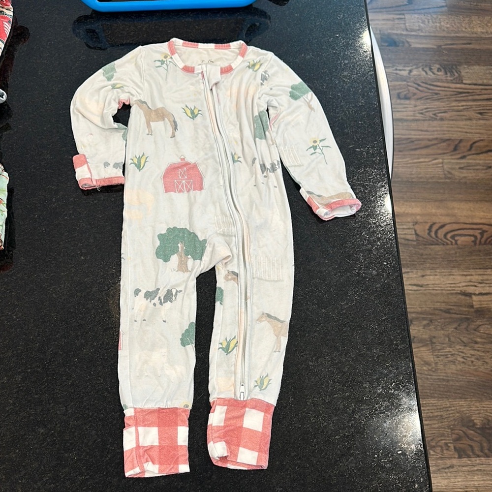 Cozy White and Red Footies One Piece Pajama